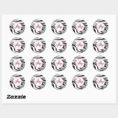 Zebra en Snoep Roze Monogram Naam Sticker (Vel)