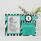 Zebra en Turquoise Birthday nodigen OM HET EVEN WE Kaart (Staand voorkant)