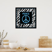 Zebra en Turquoise Blue Peace Sign Wall Decor Poster (Keuken)