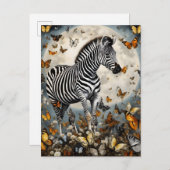 Zebra en Vlinders Briefkaart (Voorkant / Achterkant)
