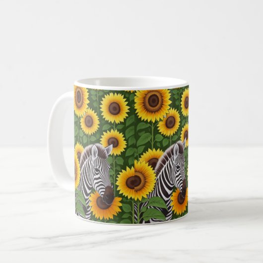 Zebra en zonnebloemen koffiemok (Voorkant links)