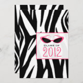 Zebra en zonnebrillen 2012 Graduation Invitation Kaart (Voorkant / Achterkant)