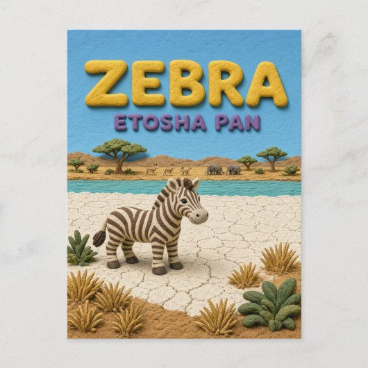 Zebra Etosha Pan Modern KlayKoo Briefkaart (Voorkant)