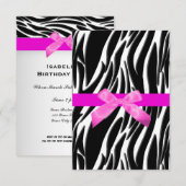 Zebra evenement uitnodiging Roze (Voorkant / Achterkant)