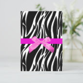 Zebra Event Invitation Pink Kaart (Staand voorkant)