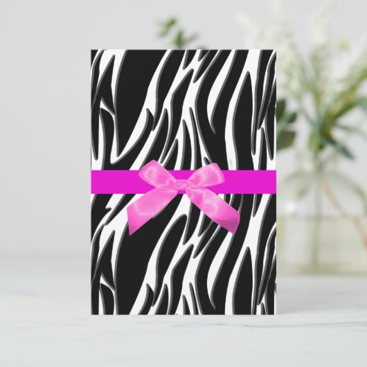 Zebra Event Invitation Pink Kaart (Staand voorkant)