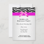 Zebra Event Invitation Pink Kaart (Achterkant)