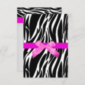 Zebra Event Invitation Pink Kaart (Voorkant / Achterkant)