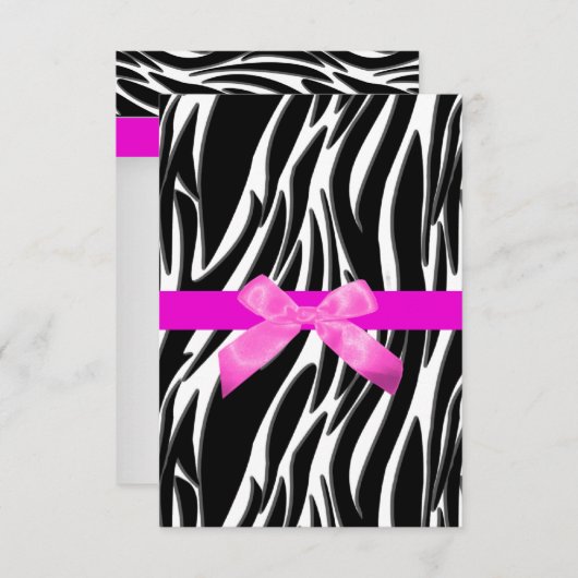 Zebra Event Invitation Pink Kaart (Voorkant / Achterkant)