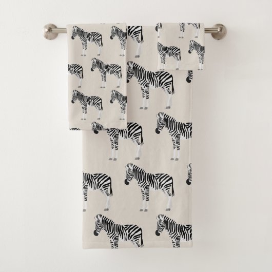 Zebra Exotisch Dierenpatroon Beige Bad Handdoek (Insitu)