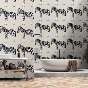Zebra Exotisch Dierenpatroon Beige Behang