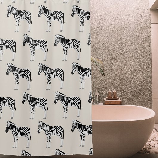 Zebra Exotisch Dierenpatroon Beige Douchegordijn