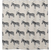 Zebra Exotisch Dierenpatroon Beige Douchegordijn (Voorkant)