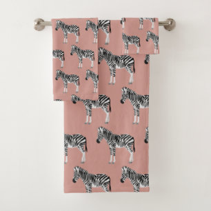 Zebra Exotisch Dierenpatroon Blush Roze Bad Handdoek