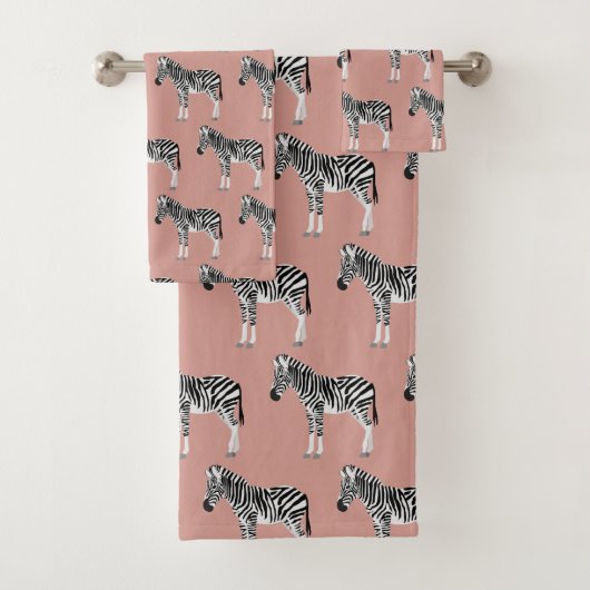 Zebra Exotisch Dierenpatroon Blush Roze Bad Handdoek (Insitu)