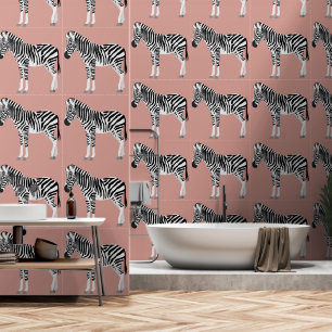 Zebra Exotisch Dierenpatroon Blush Roze Behang