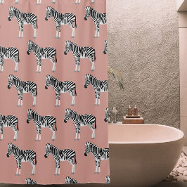 Zebra Exotisch Dierenpatroon Blush Roze Douchegordijn
