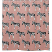 Zebra Exotisch Dierenpatroon Blush Roze Douchegordijn (Voorkant)