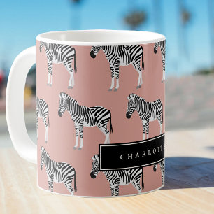 Zebra Exotisch Dierenpatroon Blush Roze Koffiemok