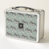 Zebra Exotisch Dierenpatroon Sage Groen Monogram (Achterkant)