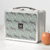 Zebra Exotisch Dierenpatroon Sage Groen Monogram (In situ)