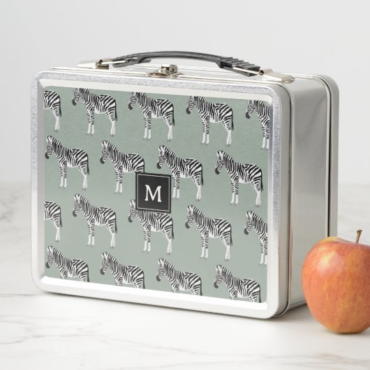 Zebra Exotisch Dierenpatroon Sage Groen Monogram (In situ)