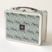 Zebra Exotisch Dierenpatroon Sage Groen Monogram (Voorkant)