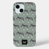 Zebra Exotisch Dierenpatroon Sage Groen Monogram Case-Mate iPhone Case (Achterkant)