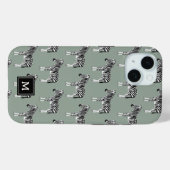 Zebra Exotisch Dierenpatroon Sage Groen Monogram Case-Mate iPhone Case (Achterkant (horizontaal))