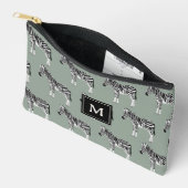 Zebra Exotisch Dierenpatroon Sage Groen Monogram Etui (Open)