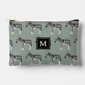 Zebra Exotisch Dierenpatroon Sage Groen Monogram Etui (Voorkant)