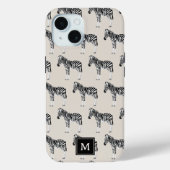 Zebra Exotisch dierpatroon beige monogram Case-Mate iPhone Case (Achterkant)