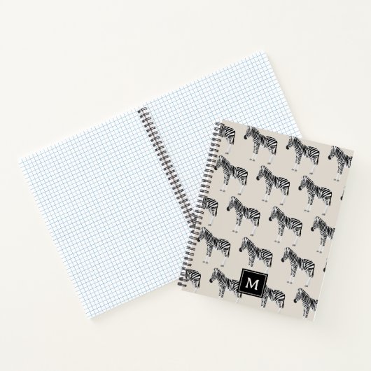 Zebra Exotisch dierpatroon beige monogram Notitieboek (Binnen)