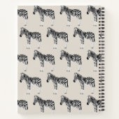 Zebra Exotisch dierpatroon beige monogram Notitieboek (Achterkant)