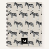 Zebra Exotisch dierpatroon beige monogram Notitieboek (Voorkant)