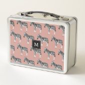 Zebra Exotisch dierpatroon Blush roze monogram (Achterkant)