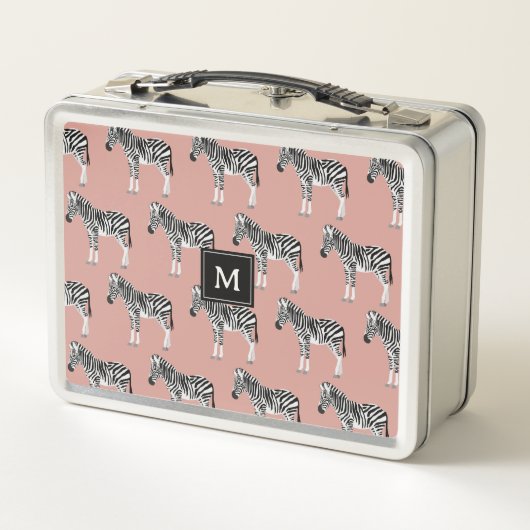 Zebra Exotisch dierpatroon Blush roze monogram (Achterkant)