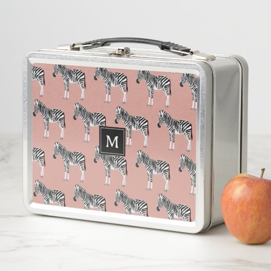 Zebra Exotisch dierpatroon Blush roze monogram (In situ)