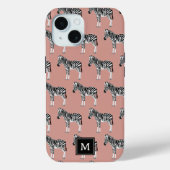 Zebra Exotisch dierpatroon Blush roze monogram Case-Mate iPhone Case (Achterkant)