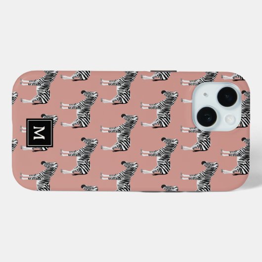 Zebra Exotisch dierpatroon Blush roze monogram Case-Mate iPhone Case (Achterkant (horizontaal))