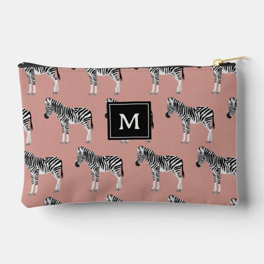 Zebra Exotisch dierpatroon Blush roze monogram Etui (Achterkant)