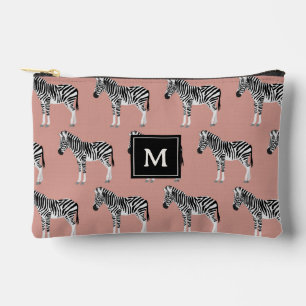 Zebra Exotisch dierpatroon Blush roze monogram Etui