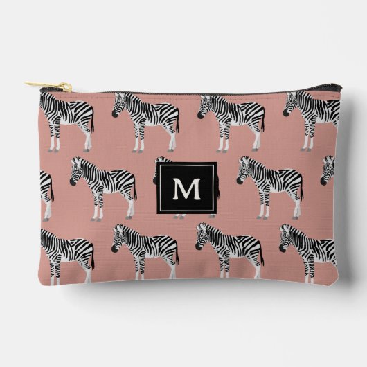 Zebra Exotisch dierpatroon Blush roze monogram Etui (Voorkant)