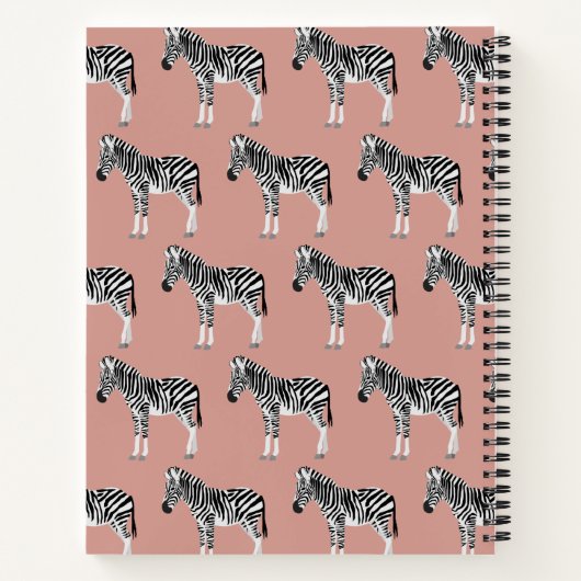 Zebra Exotisch dierpatroon Blush roze monogram Notitieboek (Achterkant)