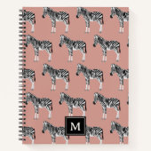 Zebra Exotisch dierpatroon Blush roze monogram Notitieboek (Voorkant)