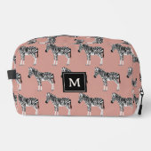 Zebra Exotisch dierpatroon Blush roze monogram Toilettasje (Voorkant)