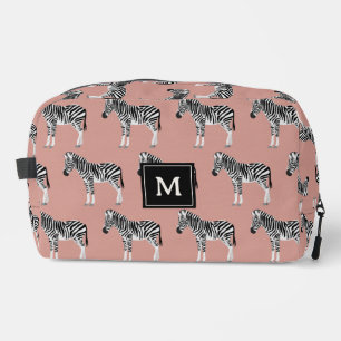Zebra Exotisch dierpatroon Blush roze monogram Toilettasje