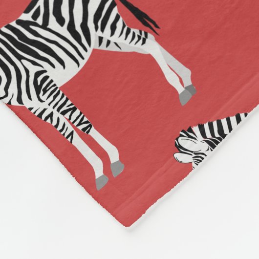 Zebra Exotisch dierpatroon Deep Red Fleece Deken (Hoek)