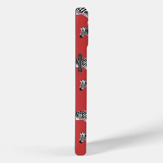 Zebra Exotisch dierpatroon Deep Red Monogram Case-Mate iPhone Case (Achterkant / Rechts)