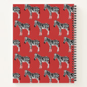 Zebra Exotisch dierpatroon Deep Red Monogram Notitieboek (Achterkant)